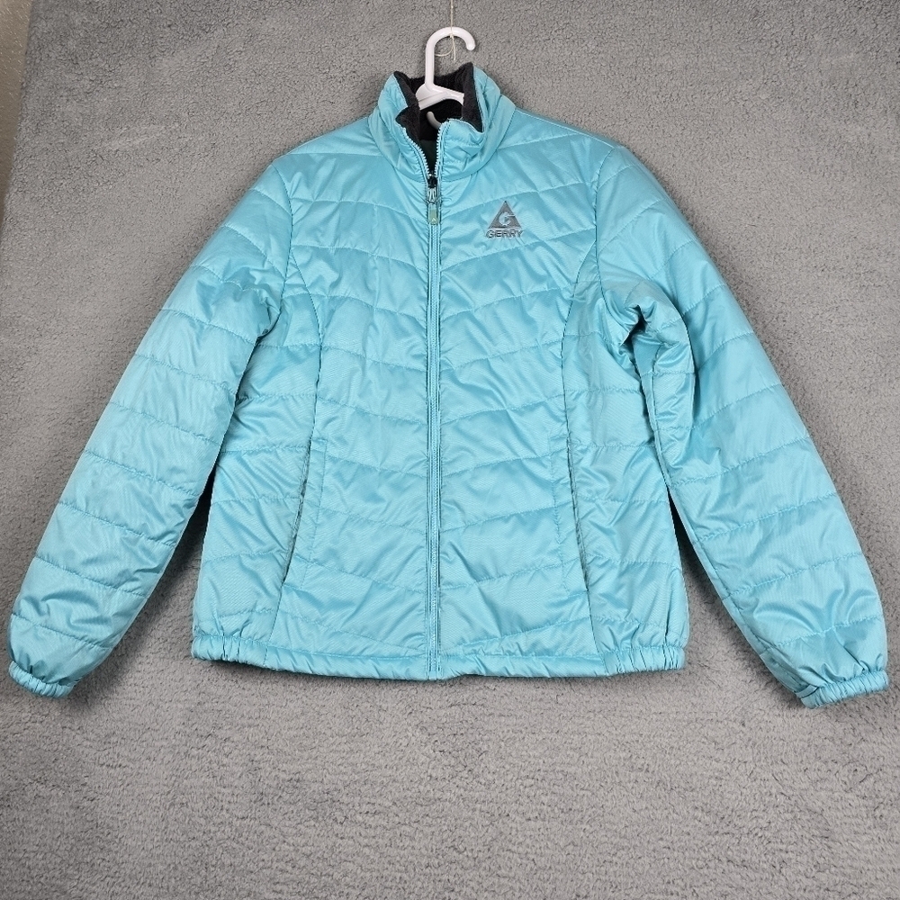 Gerry Jacket Womans Size L Green Fleece Lined Hooded Long Sleeve Insulated Coat - Picture 10 of 16
